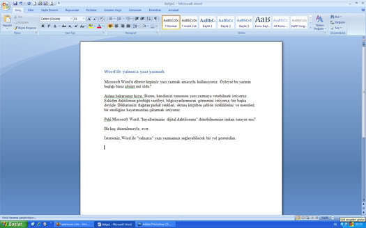 Word ile yalnızca yazı yazmak